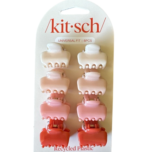Kitsch Mini Hair Claw Clips - Red, Pink, and White Set - Picture 1 of 2